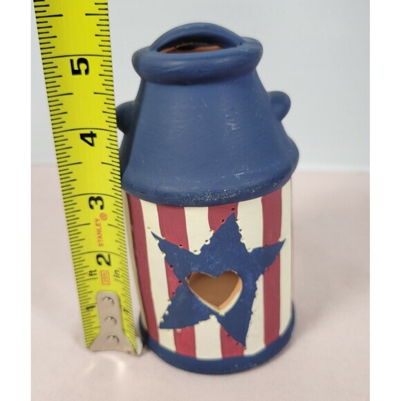 Candle Holder, Clay, Patriotic Star Stripes Red White Blue Independence Day - Picture 9 of 9